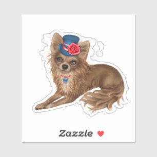 Sticker Chihuahua en casquette fleuri