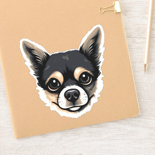 Sticker Chihuahua mignon Chien Visage Chiot Caricature Con