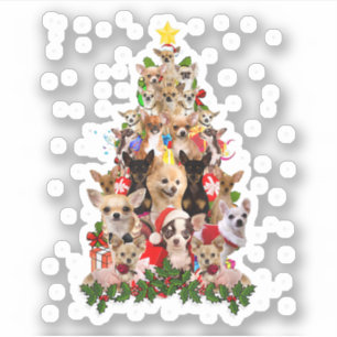 Sticker Chihuahua Noël Arbre Noël Noël Noël Noël Pour Chih