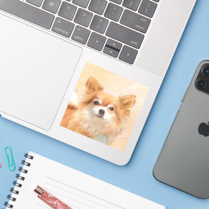 Sticker Chihuahua Peinture de Chien à long Haired Art orig