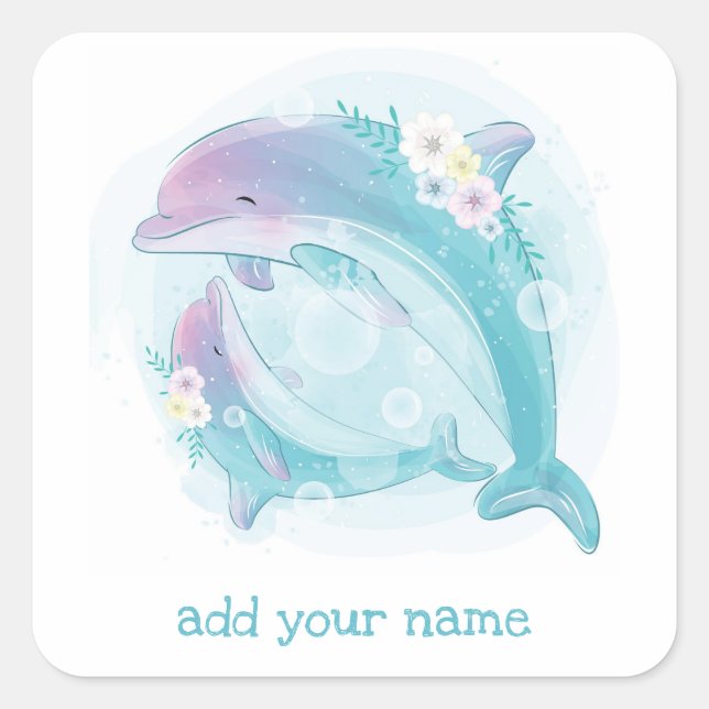 STICKER : CHILDREN'S BIRTHDAYS : DOLPHINS  (Front)