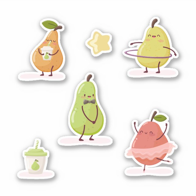 Sticker Children's group of fun pears (Devant)