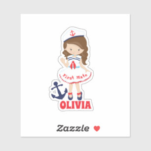 Sticker Childs Sailor, Premier Mate Avec Nom