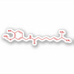 Sticker Chili Capsaicin Formule chimique moléculaire