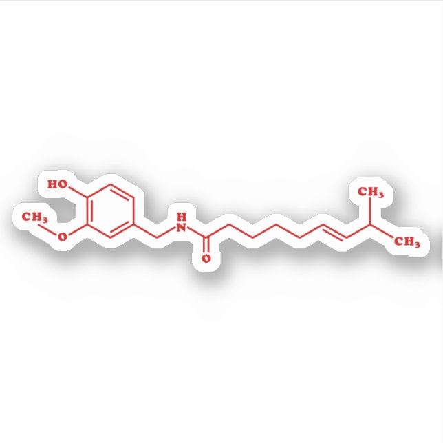 Sticker Chili Capsaicin Formule chimique moléculaire (Devant)