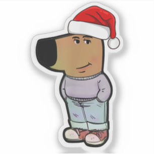 Sticker Chill Guy Chien Noël Casquette Funny Chill Guy Mèm