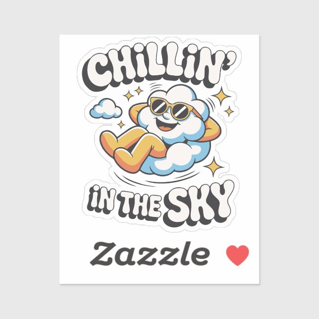 Sticker Chillin' in the Sky Cute Cloud Design pour l'été a (Feuille)