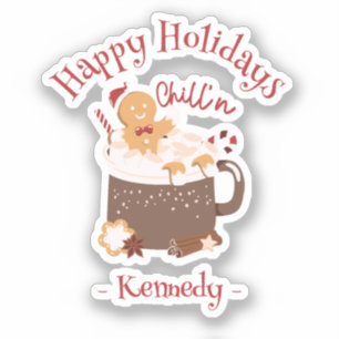 Sticker Chillin' Noël Chocolat chaud et pain d'épices