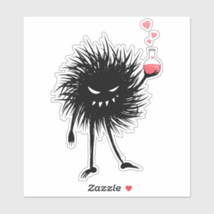 Sticker Chimiste noir mauvais d'insecte tenant le philtre