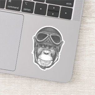 Sticker Chimpanzé vintage de casque