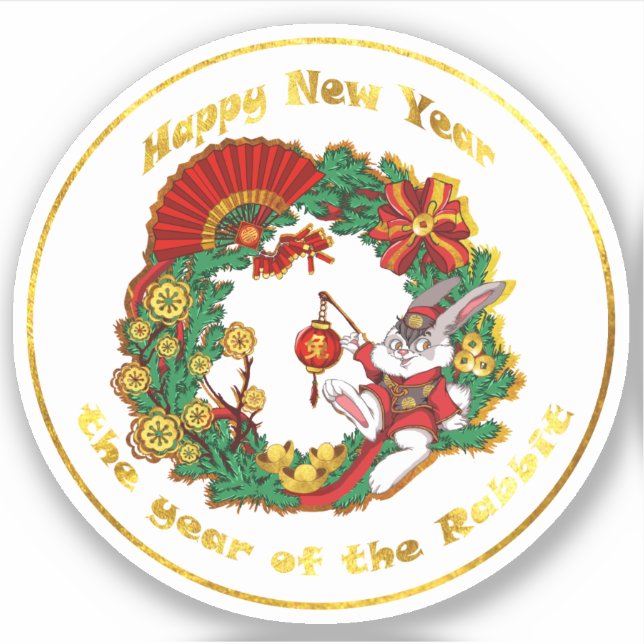 Sticker chinois pour la nouvelle année du lapin (Devant)