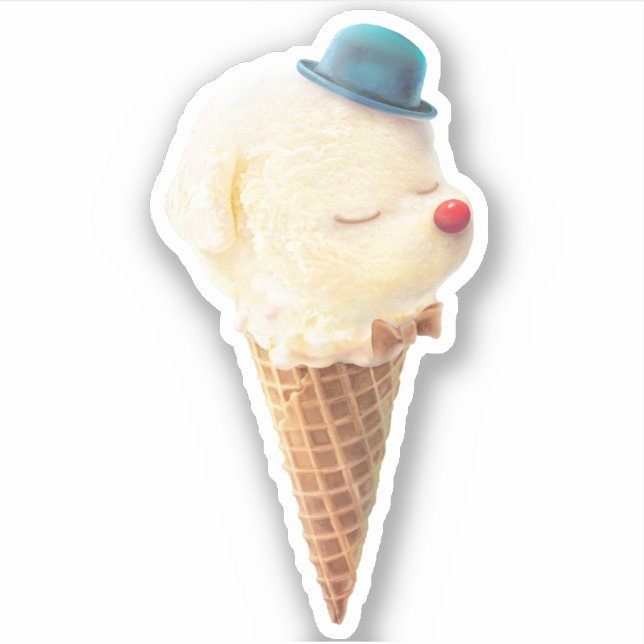 Sticker Chiot à crème glacée - Sucré et frais (Devant)