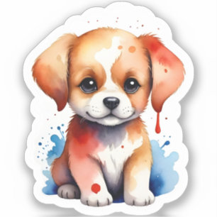 Sticker Chiot Aquarelle