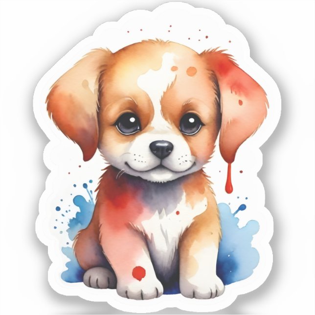 Sticker Chiot Aquarelle (Recto)