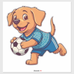 Sticker Chiot de dessin animé mignon joueur de football