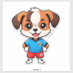 Sticker Chiot de dessin animé mignon joueur de football