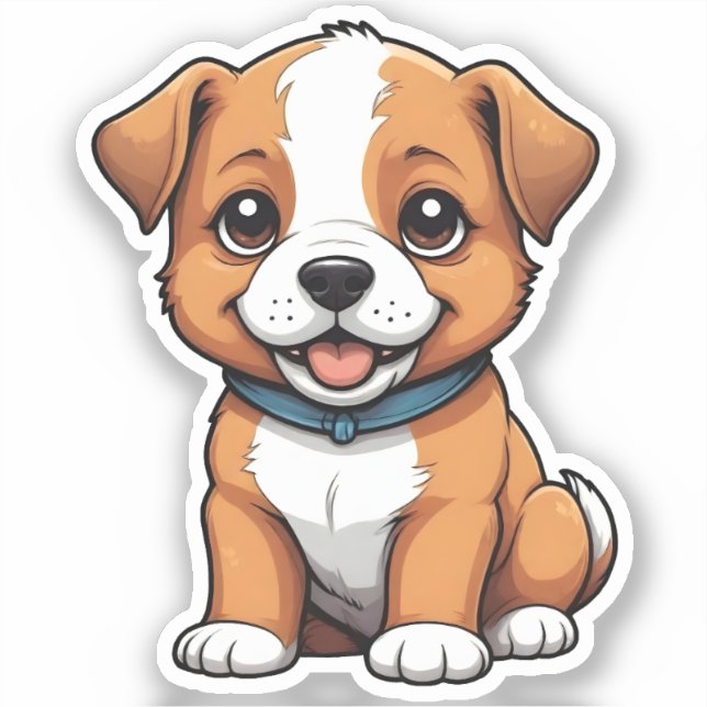 Sticker Chiot jouant avec langue sortie (Recto)