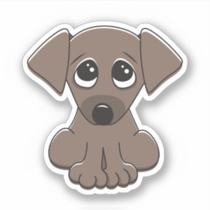 Sticker Chiot mignon avec grand, priant des yeux