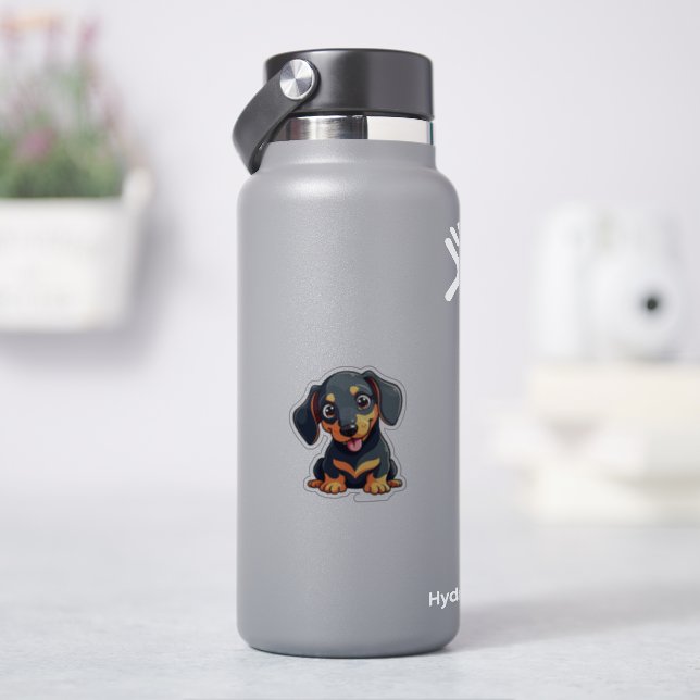 Sticker Chiot romantique Kawaii Dachshund - Design Pastel (HydroFlask)