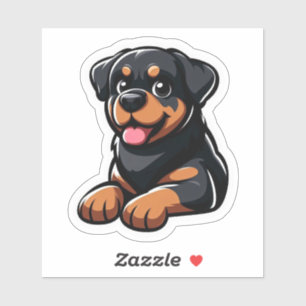 Sticker Chiot Rottweiler de dessin animé mignon au repos