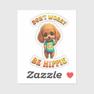Sticker Chiots Caniches Hippies Chien Heureux