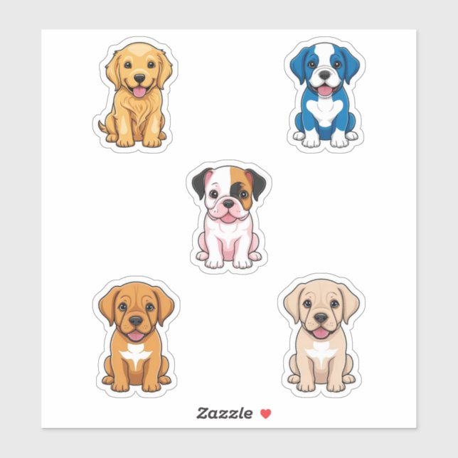 Sticker Chiots mignons (Feuille)