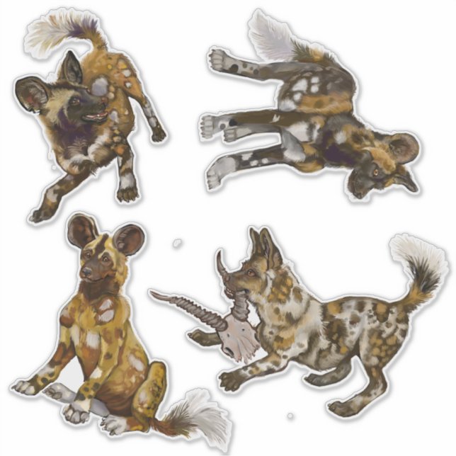 Sticker Chiots peints en Afrique (Devant)