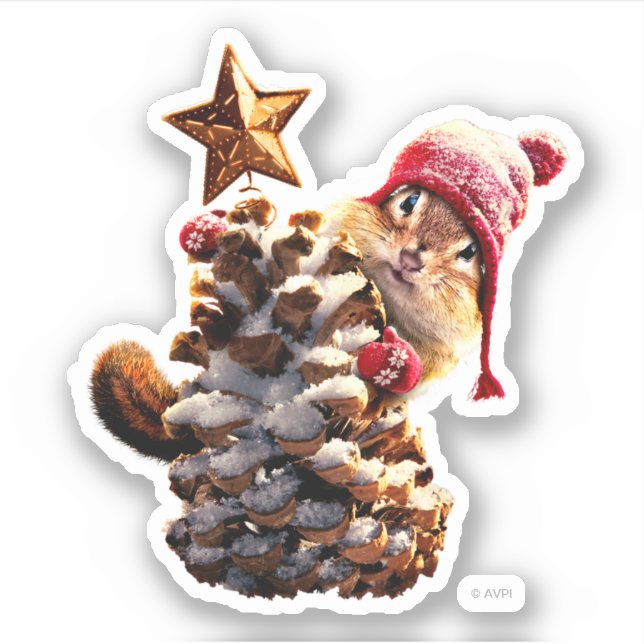 Sticker Chipmunk Avec Pine Cone Tree (Devant)