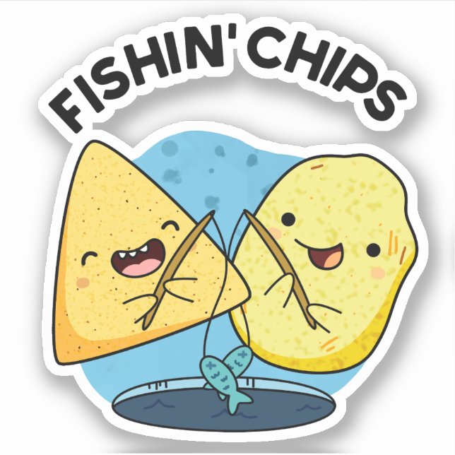 Sticker Chips de pêche Funny Food Pun (Devant)