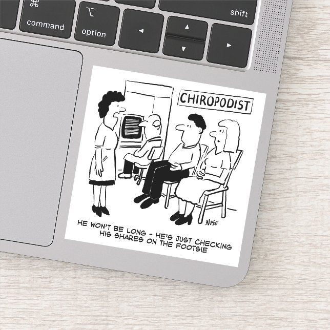 Sticker Chiropodiste vérifiant ses actions en ligne (Détail)