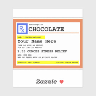 Sticker Chocolat d'ordonnance personnalisé