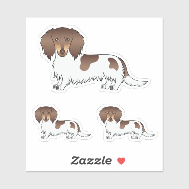 Sticker Chocolat Et Tan Piebald Cheveux Longues Chiens (Feuille)