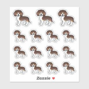 Sticker Chocolat Tricolor Beagle mignon Chiens de dessin a