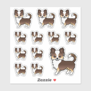 Sticker Chocolat Tricolor Long Manteau Chihuahua Chiens mi