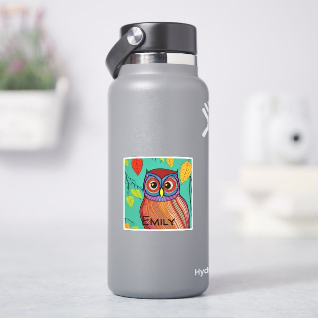 Sticker Chouette Abstraite aux couleurs éclatantes (HydroFlask)