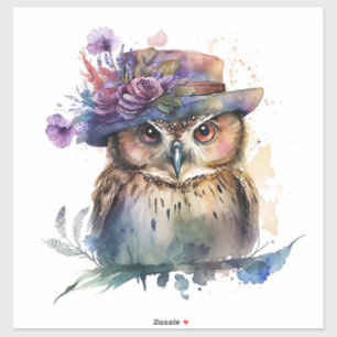 Sticker Chouette aquarelle