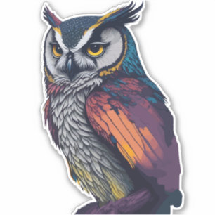Sticker Chouette aux couleurs vives