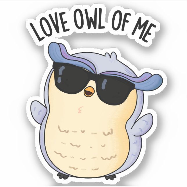 Sticker Chouette D'Amour De Moi Drôle Jeu D'Oiseaux (Devant)