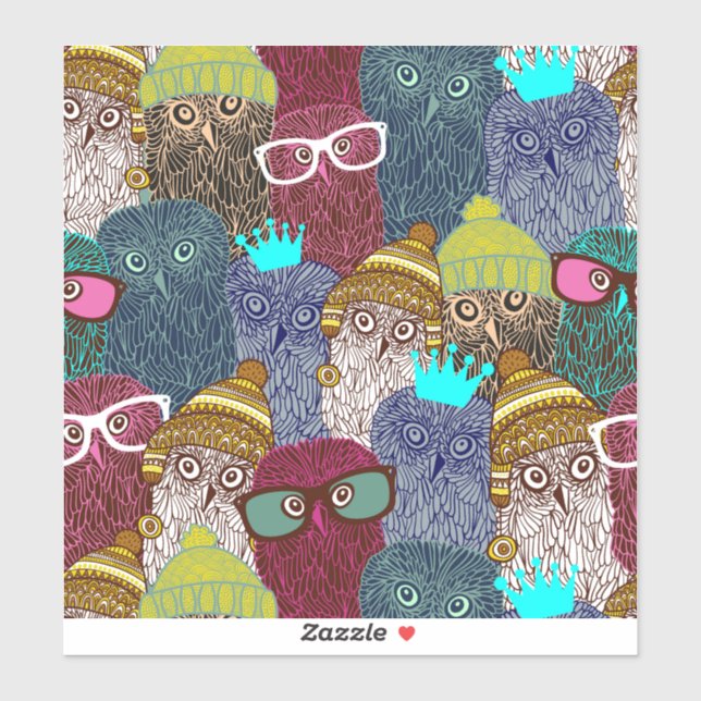 Sticker Chouette dans la couronne (Feuille)