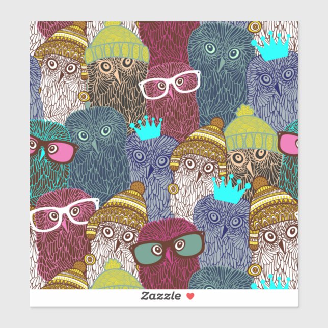 Sticker Chouette dans la couronne (Feuille)