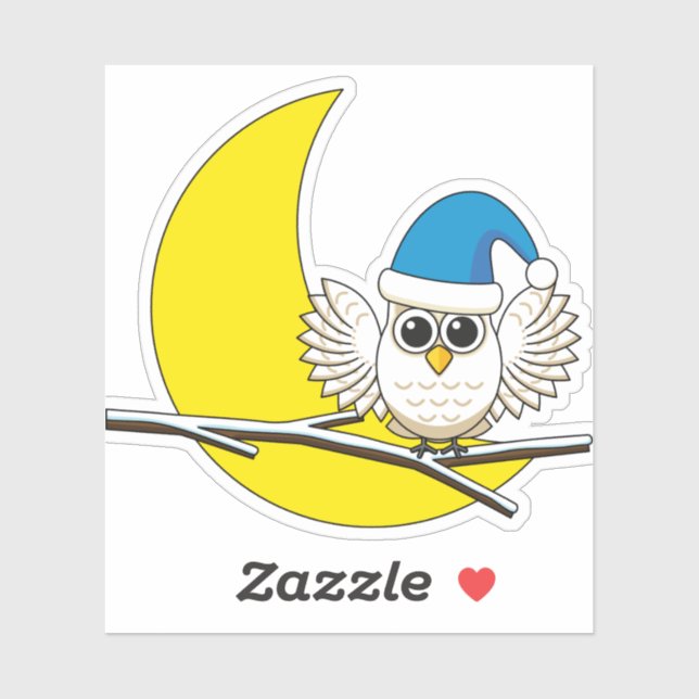 Sticker Chouette neigeuse dans une nouvelle nuit d'hiver s (Feuille)