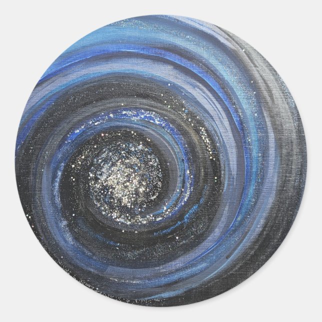 Sticker chrétien Abstrait à spirale bleue et noire (Devant)