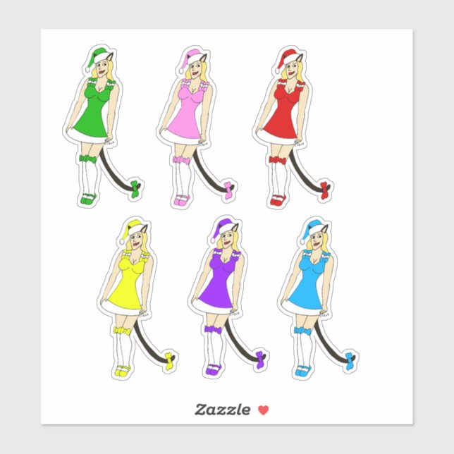 Sticker Chrisrmas catgirls (Feuille)