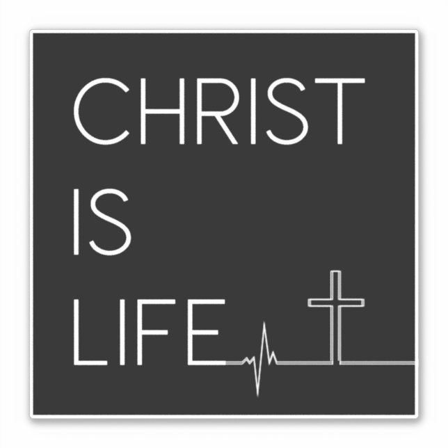 Sticker Christ est la vie Heartbeat Line et Cross (Devant)