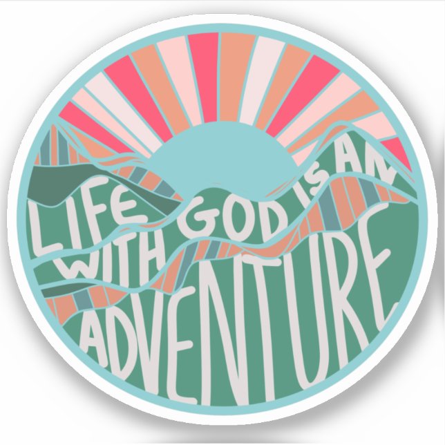 Sticker Christian Quote Mountain Adventure (Devant)
