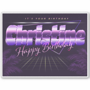 Sticker Christine Name Prénom rétro Anniversaire de Sticke