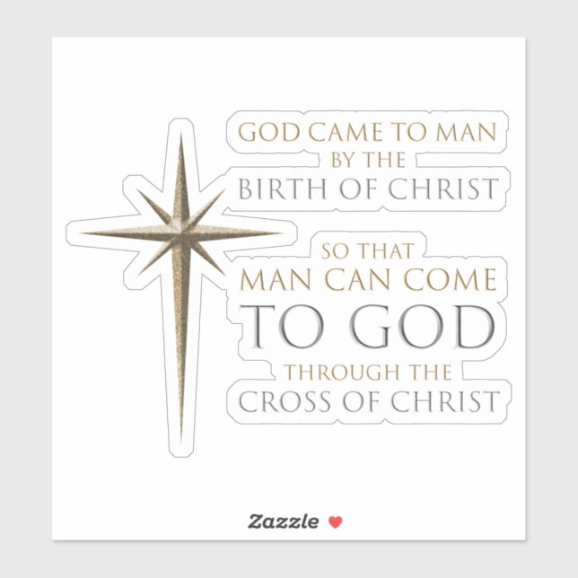 Sticker Christmas Christian Faith Star : Birth & Cross (Feuille)