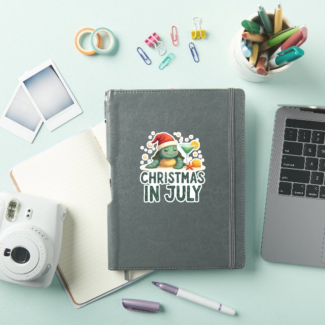 Sticker Christmas In July Turtle Summer Xmas Tortoise Wome (Couverture iPad)