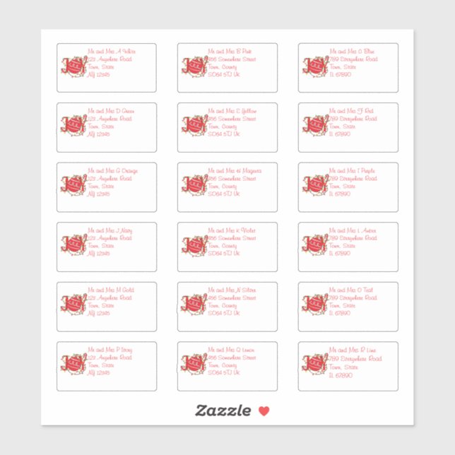 Sticker Christmas Joy Bauble Nom et adresse individuels (Feuille)