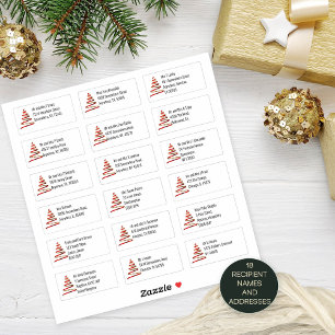 Sticker Christmas Tree Gold Red 18 Adresses du destinatair